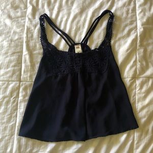 Blouse Crop Top (Navy Blue)